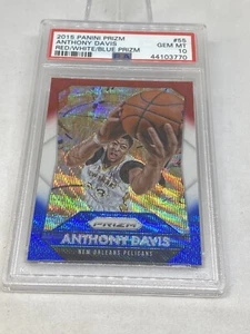 2015 PRIZM ANTHONY DAVIS REFRACTOR PRIZM Red/w/blue PSA 10 GEM MINT POP 2 - Picture 1 of 4