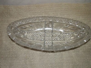  Vintage, EAPG, Flower, Button, & Diamond, Oval, Sawtooth Edge, Serving Dish - Picture 1 of 5