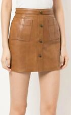 Aje Size 10 Shrimpton Brown Leather Skirt Mini