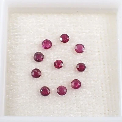 Qty 10 Pieces Round 2.0 mm Red-Pinkish Natural Ruby Gemstone, 0.55 carat - Image 1 of 4