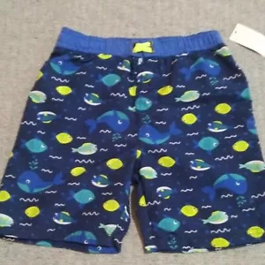SIZE 3T Toddler Boys Swim Shorts Swim Trunks BLUE Multi-Color FISH All-Over, NEW - Picture 1 of 5