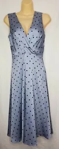 NWT Womens Modcloth Gilli Light Blue Polka Dot Satin Lined Midi Dress Size S - Picture 1 of 12