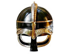 Helmet 16 Gage Steel Medieval Vendel Viking Helmet Knight Armor Brass Helmet SCA