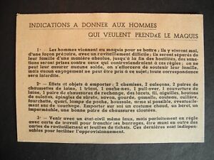 Ancien document tract papillon maquis résistance ww2 - FFI  