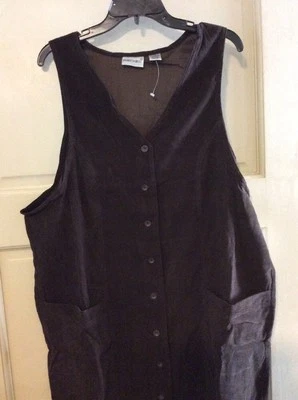 Moda Bug Marrón Para Mujer Talla Grande 1X Informal Abotonado Vestido Ajustado Pana Foto 1 de 4