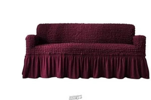 Boshen 3D Bubble Lattice Elegant Stretch Spandex Sofa Cover Burgundy 72-78" - Picture 1 of 2