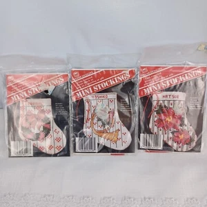 Lot Of 3 Mini Stockings Counted Cross Stitch Kits NOS - Picture 1 of 9