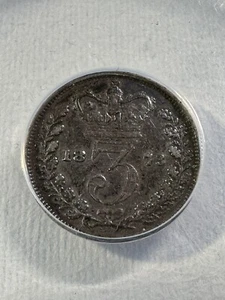 1873 Great Britain Silver 3 Pence Graded F 15 by ANACS - Picture 1 of 4
