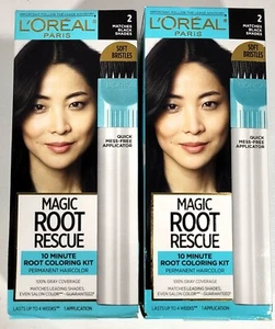 2 Pack - L'Oreal Magic Root Rescue 10 Min. Hair Root Coloring Kit *#2 BLACK - Picture 1 of 5