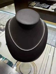 18k WHITE Gold Tennis Chain Necklace 20 inches 3.2MM 18.1 CTW Natural Diamonds - Picture 1 of 3