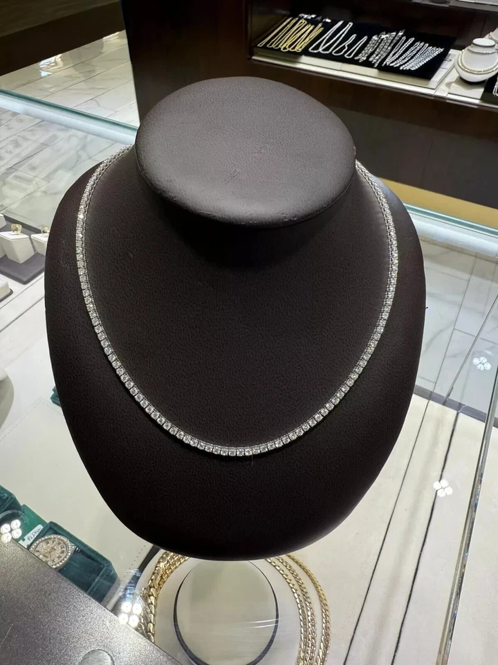 Collar de cadena de tenis de oro blanco de 18k 20 pulgadas 3,2 mm 18,1 CTW diamantes naturales Foto 1 de 3