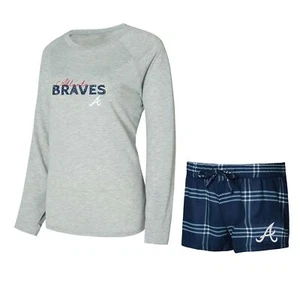 Women's Concepts Sport Atlanta Braves Petition Long Sleeve Top and Short Set - Picture 1 of 3