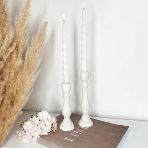 Two Ivory Wooden Medium & Large Chunky Candle Sticks / Home Decor / Home Art
