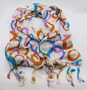 NEW "ACE" FASHION CIRCLE PRINT NATURAL SOFT SHAWL SCARF WRAP - PINK/ORANGE/BLUE - Picture 1 of 6