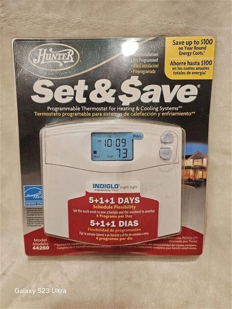 Hunter 44260 Set and Save 5+1+1 Programmable Thermostat - White - Image 1 of 1