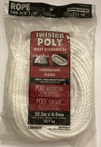 Lehigh Twisted Poly Rope, 1/4" x 100' - Picture 1 of 2