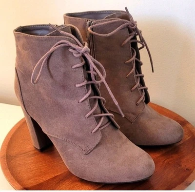 Botas al tobillo de bambú para mujer talla 9 HILLTOP-05S con cremallera lateral con cordones gamuza sintética Foto 1 de 4