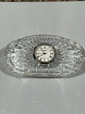 Reloj de cuarzo de cristal ovalado WATERFORD ~ 4 3/4" L X 2 1/2" H X 1" D ~ Hecho en Irlanda Foto 1 de 4
