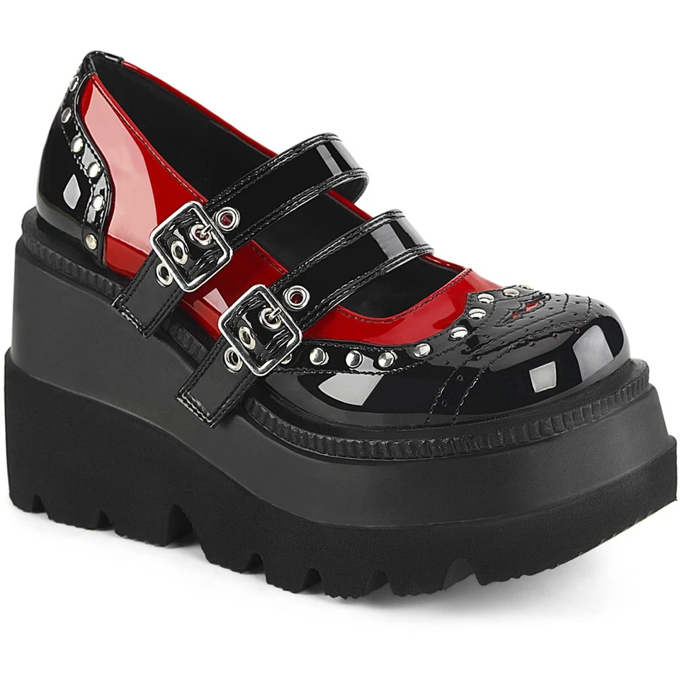 Pleaser Demonia 4" Wedge Pf Double Strap Maryjane Adult Women Shoes Shaker/27 - Image 1 of 1