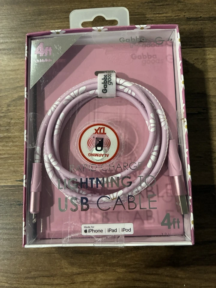 LAX Apple MFI-Certified Charge & Sync Lightning Cable 4ft Braided Pink Solid - Image 1 of 2