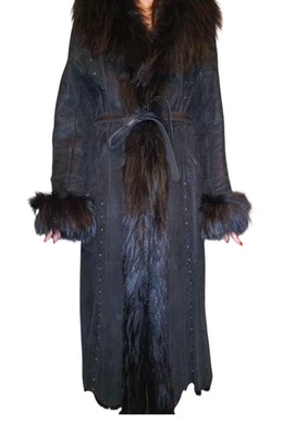 Casaco shearling Stella Rossa Toscana preto pele de carneiro com cinto - Imagem 1 de 4