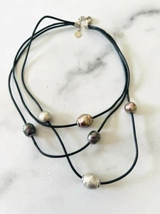 Majorica Sterling Silver 3 Strand Rope Pearl Necklace - Picture 1 of 6