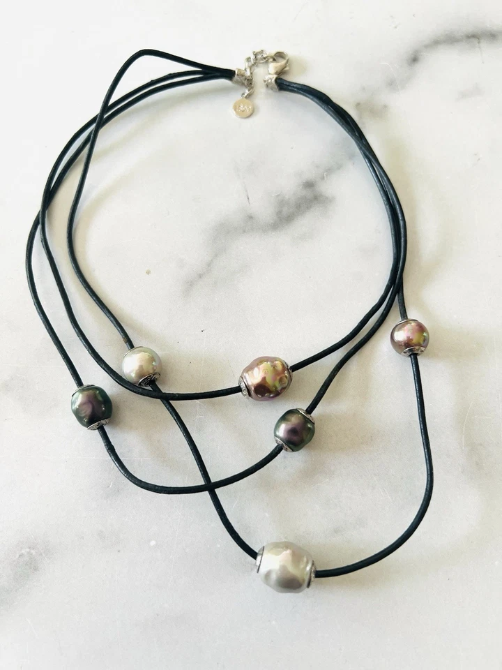 Majorica Sterling Silver 3 Strand Rope Pearl Necklace  - Image 1 of 4