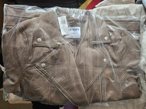 Old Navy Women's Faux Leather Moto Jacket Brown, Small Tall - Picture 1 of 4