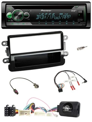 Pioneer USB MP3 DAB Lenkrad CD Autoradio für Dacia ab 2012 piano schwarz - Bild 1 von 4