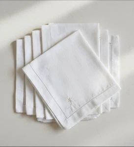 Leinen Dinner Serviette 18x18 weiß mit Hohlsaum von Decorating Touch, 12er Set - Bild 1 von 6