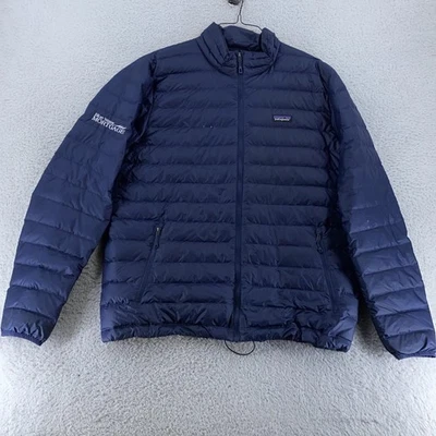 Patagonia вниз свитер куртка мужская XL синий изолированный полный молнии пуховик 84674 - Изображение 1 из 4