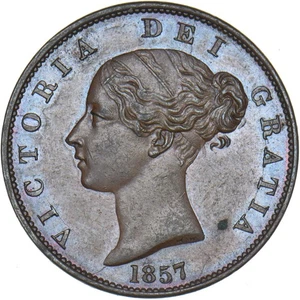 1857 Halfpenny - Victoria British Copper Coin - Very Nice - Picture 1 of 2