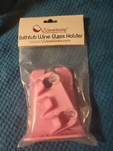 WaveHooks Bathtub Wine Glass Holder, Pink - New/Sealed
