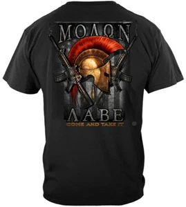 2nd Amendment T Shirt ΜΟΛΩΝ ΛΑΒΕ MOLON LABE COME AND TAKE IT Greek Spartan Helm - Picture 1 of 3