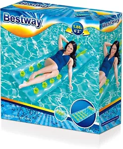 Bestway H2GO Beach Bed Lounge Single Pool Float Inflatable Vinyl 188 x 71cm 6FT - Picture 1 of 12