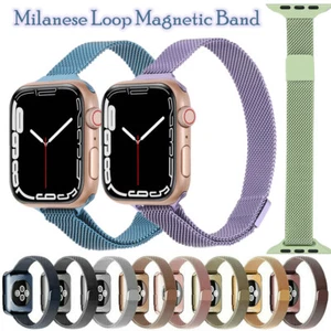 Metallarmband für Apple Watch Band 7 6 4 3 2 1SE 41/45mm Slim Milanese Loop Band - Bild 1 von 44
