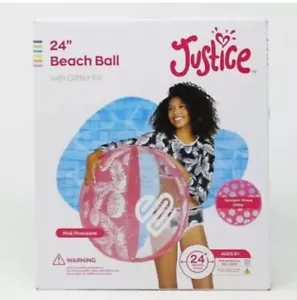 Justice 24in Beach Ball with Glitter Fill Beach Ball Pool Summer Party, New!! - Picture 1 of 2