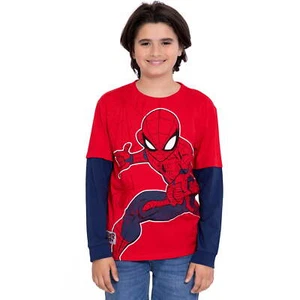 Marvel Spiderman Boy's Graphic Long Sleeve Twofer Tee - Size: L (10-12) - Picture 1 of 3