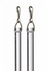 24" Clear Acrylic Drapery Baton / Wand 1/2" Thick - Stainless Steel Hook (2-Pk) - Picture 1 of 1