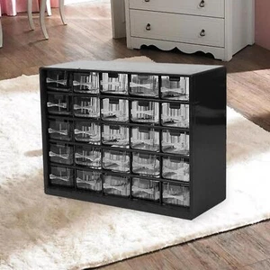 25 Drawer Parts Storage Box Home Garage Tool Box Screws Craft Cabinet Black - Picture 1 of 7