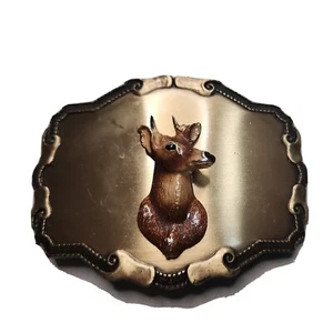 Raintree Belt Buckle 1977 Deer Hunter Gift Brass 3D Epoxy Spike Antlers Buck - Picture 1 of 10