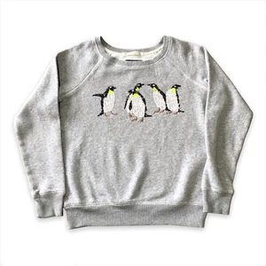 Womens Grey Sweatshirt By American Eagle / Size Small / Sequin Penguins - Picture 1 of 6