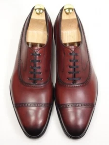 Edward Green FRESHFORD UK8.5 US9E Burgundy Calf #915 Rubber Toe w/ Box - Picture 1 of 10