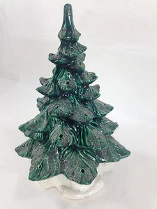 Retro Green Ceramic Christmas Tree & Stand No Lights As Is 0051010 - Picture 1 of 11