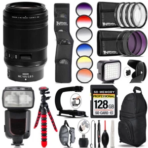 Nikon Z MC 105mm VR S Macro Lens + Pro Flash LED Light -128GB Accessory Bundle - Picture 1 of 9