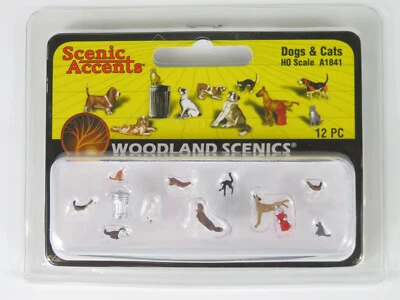 Woodland Scenics A1841 HO Scale Dogs and Cats NIB 12pc - Image 1 of 2