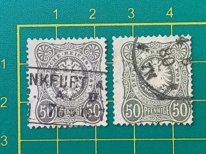 Deutschland Briefmarke 1877, Sc A7, #34 & 35, 50pf grau & olivgrau, gebraucht, OG Cv 3.500$ - Bild 1 von 6