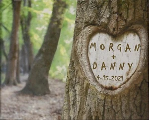 PERSONALIZED TreeCarving Print–8x10-Wed/Anniv/VALENTINE Gift - Add Names+Date - Picture 1 of 3