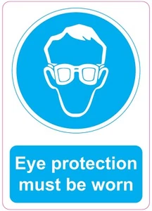EYE PROTECTION MUST BE WORN health and safety signs stickers 205x290mm - Picture 1 of 1