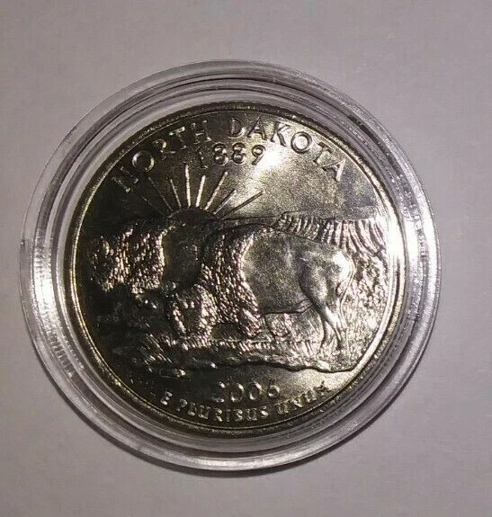 North Dakota - 2006 Denver Mint - State Quarter ( Uncirculated ) + Coin Capsule! - Image 1 of 1